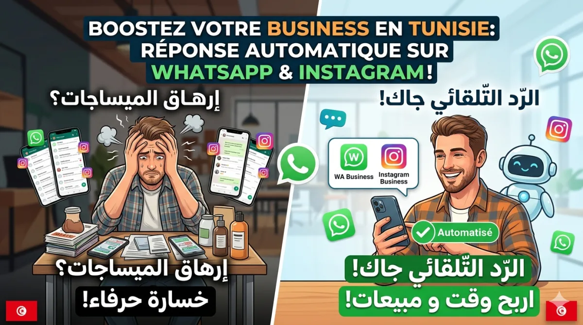 Comment Répondre Automatiquement à Tes Clients WhatsApp et Instagram en Tunisie — Sans Te Fatiguer