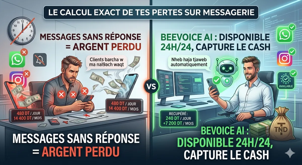 Tu Perds des Centaines de Dinars Chaque Mois à Cause de Messages Sans Réponse — Voici le Calcul Exact